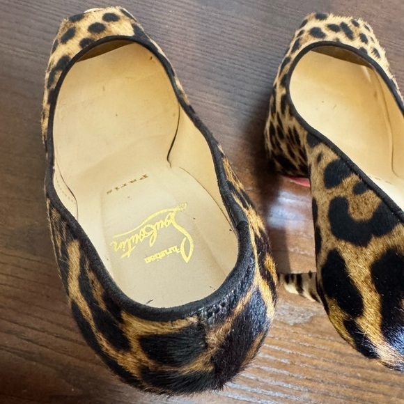 CHRISTIAN LOUBOUTIN Highness 160 PonyHair Leopard Print Peep Toe Platforms 38 EU - Picture 6 of 17
